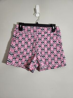 Melly M Preppy Geometric High-Waist Shorts 4" Inseam Coastal Chic Stretchy